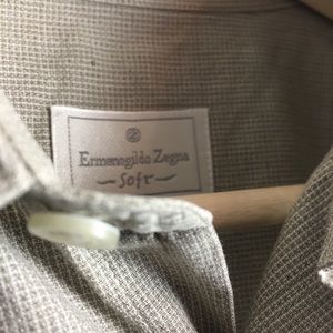 Ermenegildo Zegna Soft Brown Mens Dress Shirt, S